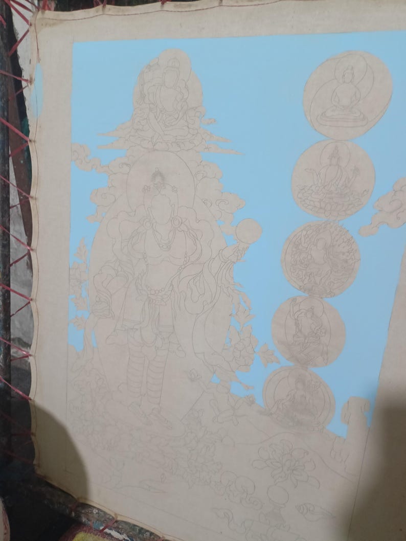 Hand Painted Yeshe Tsogyal Thanka - 130cm Height - Tibetan thangka painting, view 9