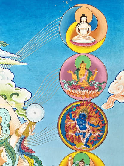 Hand Painted Yeshe Tsogyal Thanka - 130cm Height - Tibetan thangka painting, view 7
