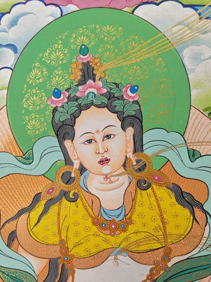 Hand Painted Yeshe Tsogyal Thanka - 130cm Height - Tibetan thangka painting, view 5