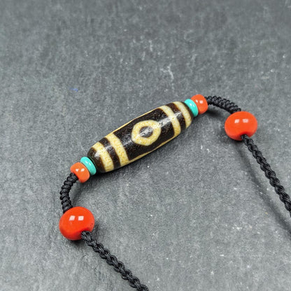 Vintage 3 Eyes Dzi Bead Necklace | Tibetan Dzi Amulet 36*11mm Gandhanra-ART