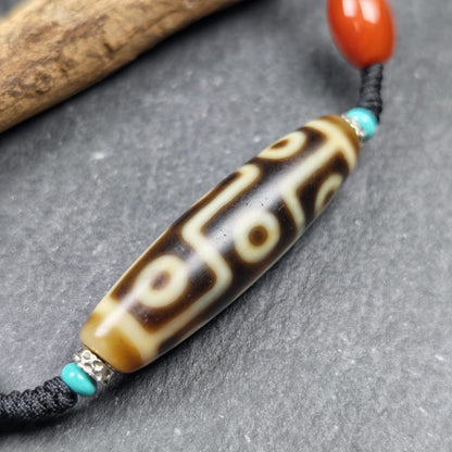 Vintage 9 Eyes Dzi Bead Necklace | Tibetan Dzi Amulet | Protection Charm | 42*11mm Gandhanra-ART