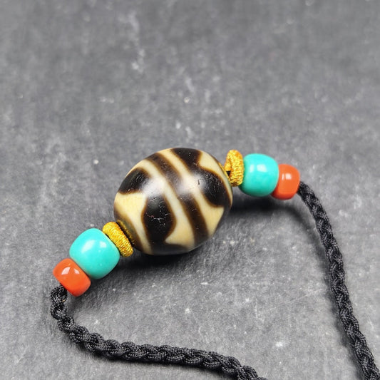 Tiger Tooth Dzi Bead Necklace | Tibetan Dzi Amulet | Protection Charm | 20*18mm Gandhanra-ART