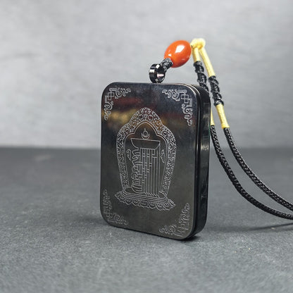 Hand-Painted Chenrezig Locket Thangka - Tibetan Gau Box Amulet