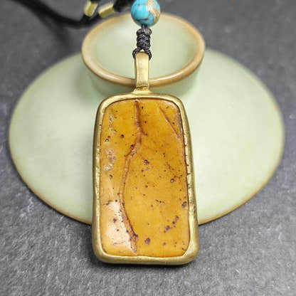 Antique Shield-shaped Kapala Amulet - 40mm - Tibetan Buddhist amulet, view 8
