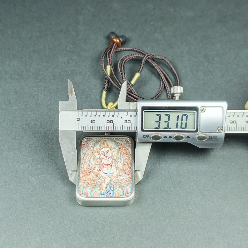 Hand-Painted Yellow Jambhala Locket Thangka - Tibetan Gau Box Amulet