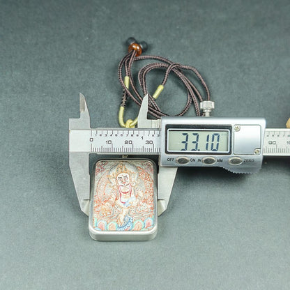 Hand-Painted Yellow Jambhala Locket Thangka - Tibetan Gau Box Amulet