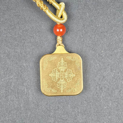 Hand-Painted Lotus Flower Locket Thangka - Tibetan Gau Box Amulet - Tibetan thangka painting, view 7