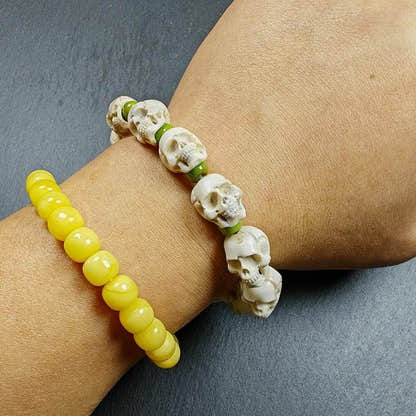 Citipat Skull Bead Bracelet,Wrist Mala - Tibetan Buddhist mala beads, detailed view