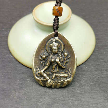 Buddhist Amulet,Green Tara Pendant,Jetsun Dolma - Tibetan Buddhist amulet, view 4