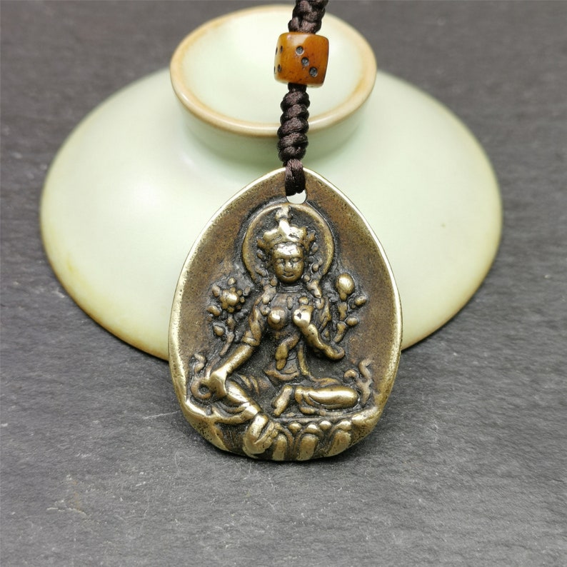 Gandhanra Buddhist Amulet,Green Tara Pendant,Jetsun Dolma,made of brass