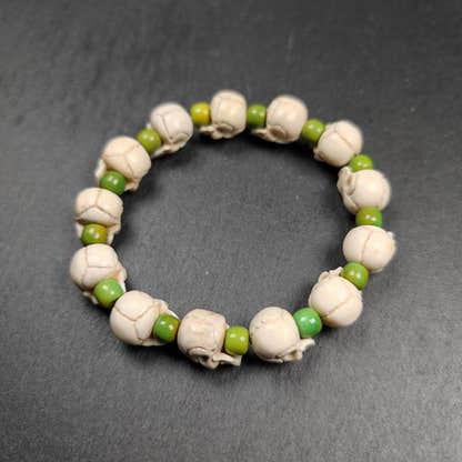 Citipat Skull Bead Bracelet,Wrist Mala - Tibetan Buddhist mala beads, close-up detail