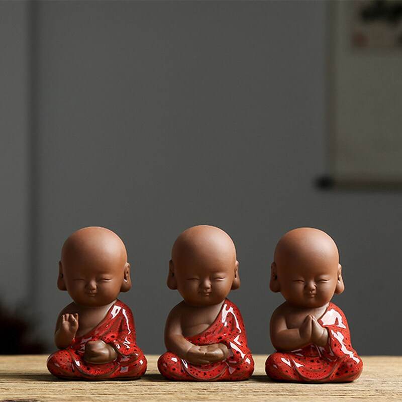 Purple Sand Shakyamuni,Avalokiteshvara,Ksitigarba Buddha Statues - Tibetan Buddhist statue, detailed view