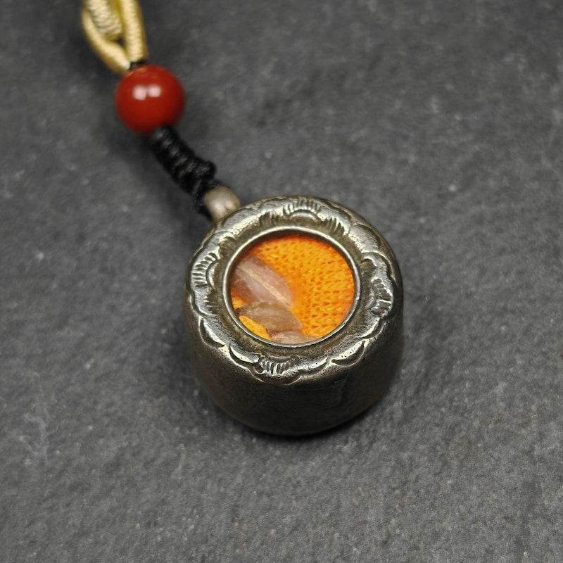 Gau Ghau Shrine, Altar Amulet Pendant - Tibetan Buddhist amulet, close-up detail