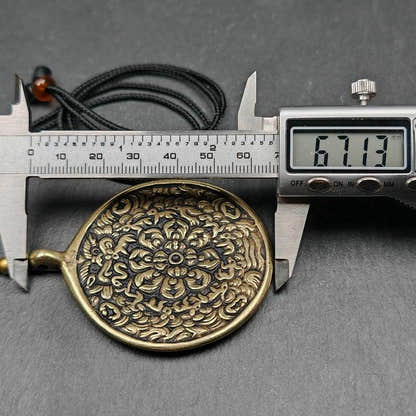 Buddhist Amulet,Melong SIPAHO,Mandala Flower Pattern - Tibetan Buddhist amulet, size reference