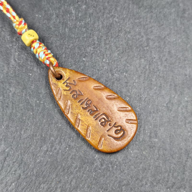 Amulet,Yak Bone Carved OM Mani Padme Hum Mantra,Tibetan Letter