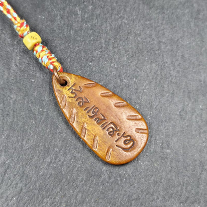 Amulet,Yak Bone Carved OM Mani Padme Hum Mantra,Tibetan Letter