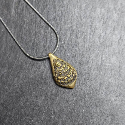 Buddhist Amulet Necklace - Tibetan Buddhist bead necklace, front view