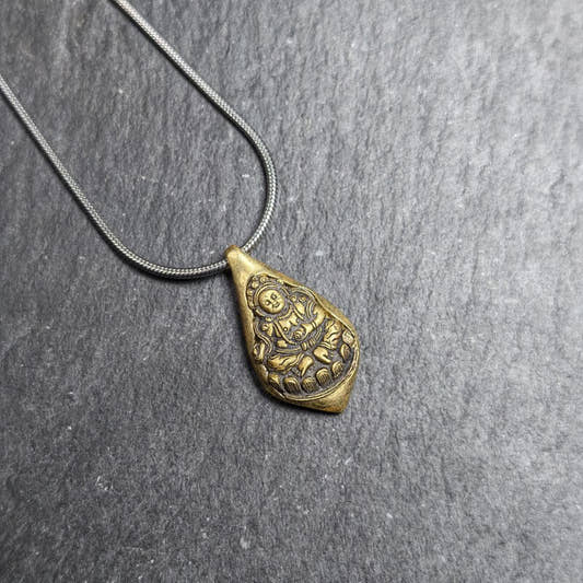 Buddhist Amulet Necklace - Tibetan Buddhist bead necklace, front view