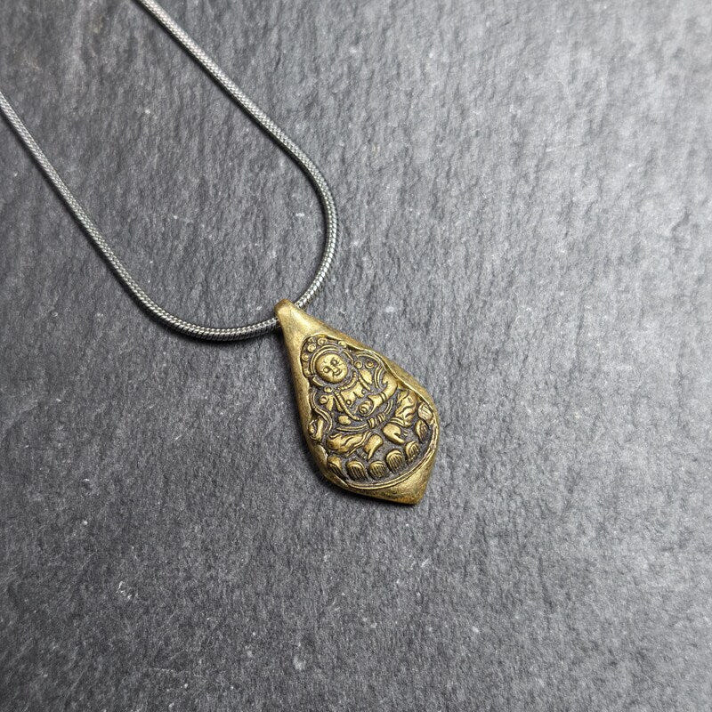 Buddhist Amulet Necklace - Tibetan Buddhist bead necklace, front view
