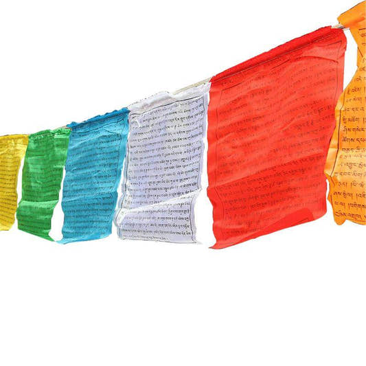 Prayer Flags of Akshobhya Buddha Mantra - Buddha statue, detailed view