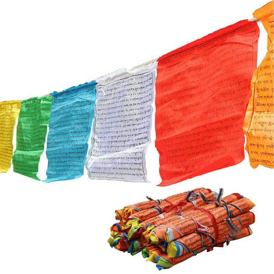Prayer Flags of Akshobhya Buddha Mantra - Buddha statue, front view