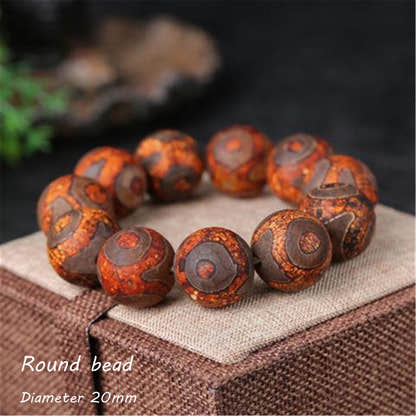 3 Eyes Dzi Bead Bracelet - Tibetan Buddhist mala beads, view 5