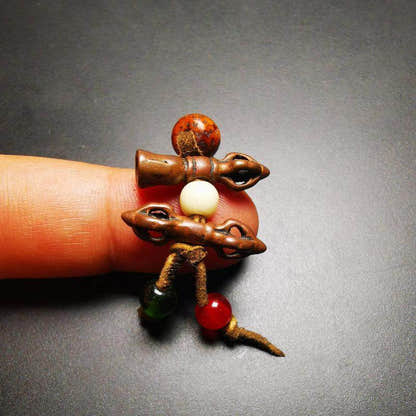 Amulet,Mini Vajra and Tibetan Bell Bead Pendant - Tibetan Buddhist amulet, view 5