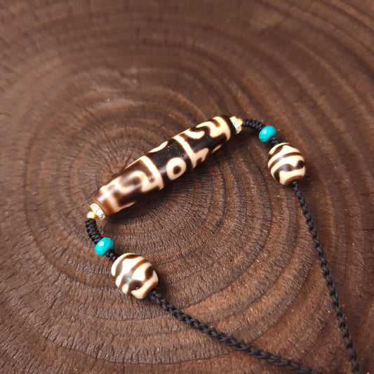 Guru Rinpoche Three Realms Dzi Bead Neckalce 54 × 13 mm