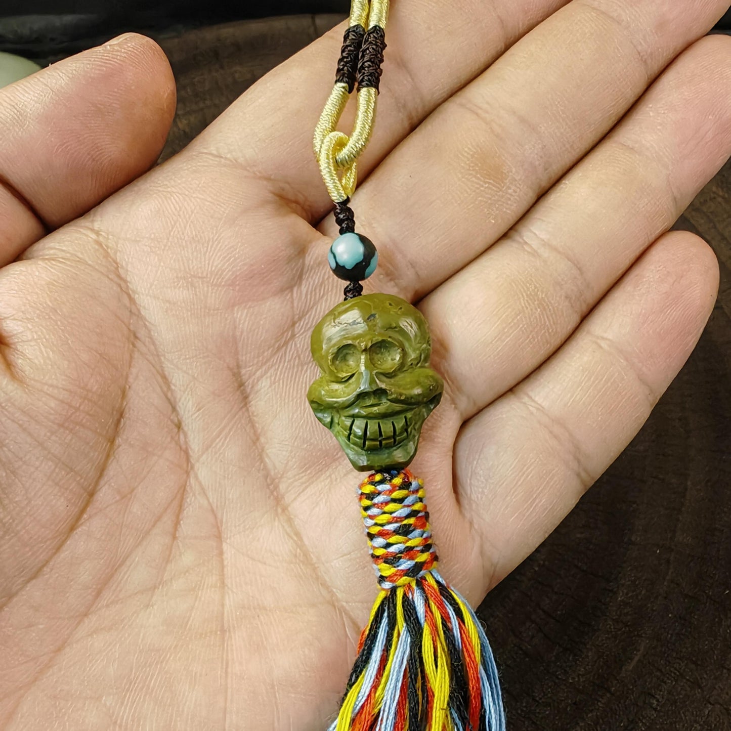 Tibetan Turquoise Citipati Skull Pendant - Decades Old - 23mm × 18mm