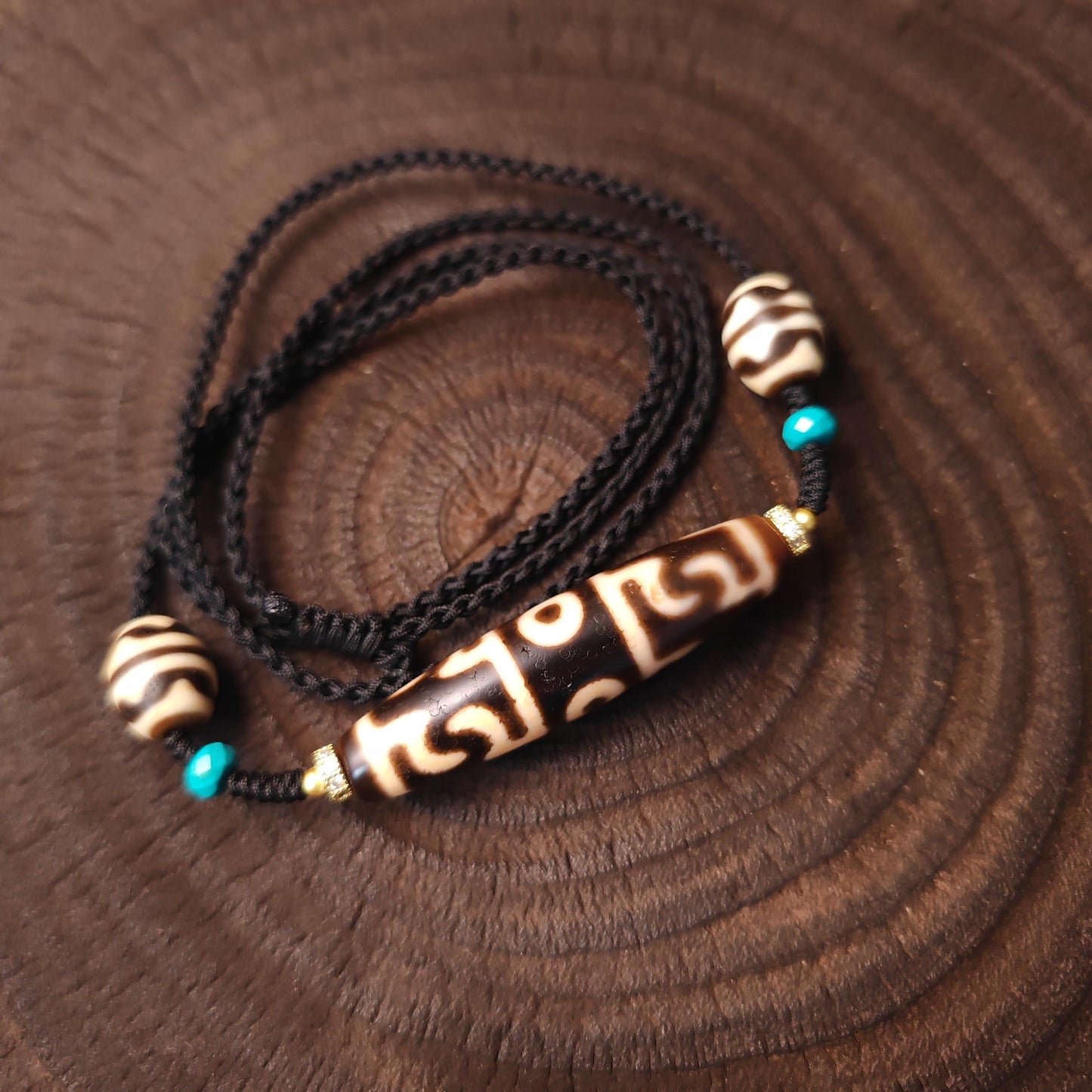 Guru Rinpoche Three Realms Dzi Bead Neckalce 54 × 13 mm