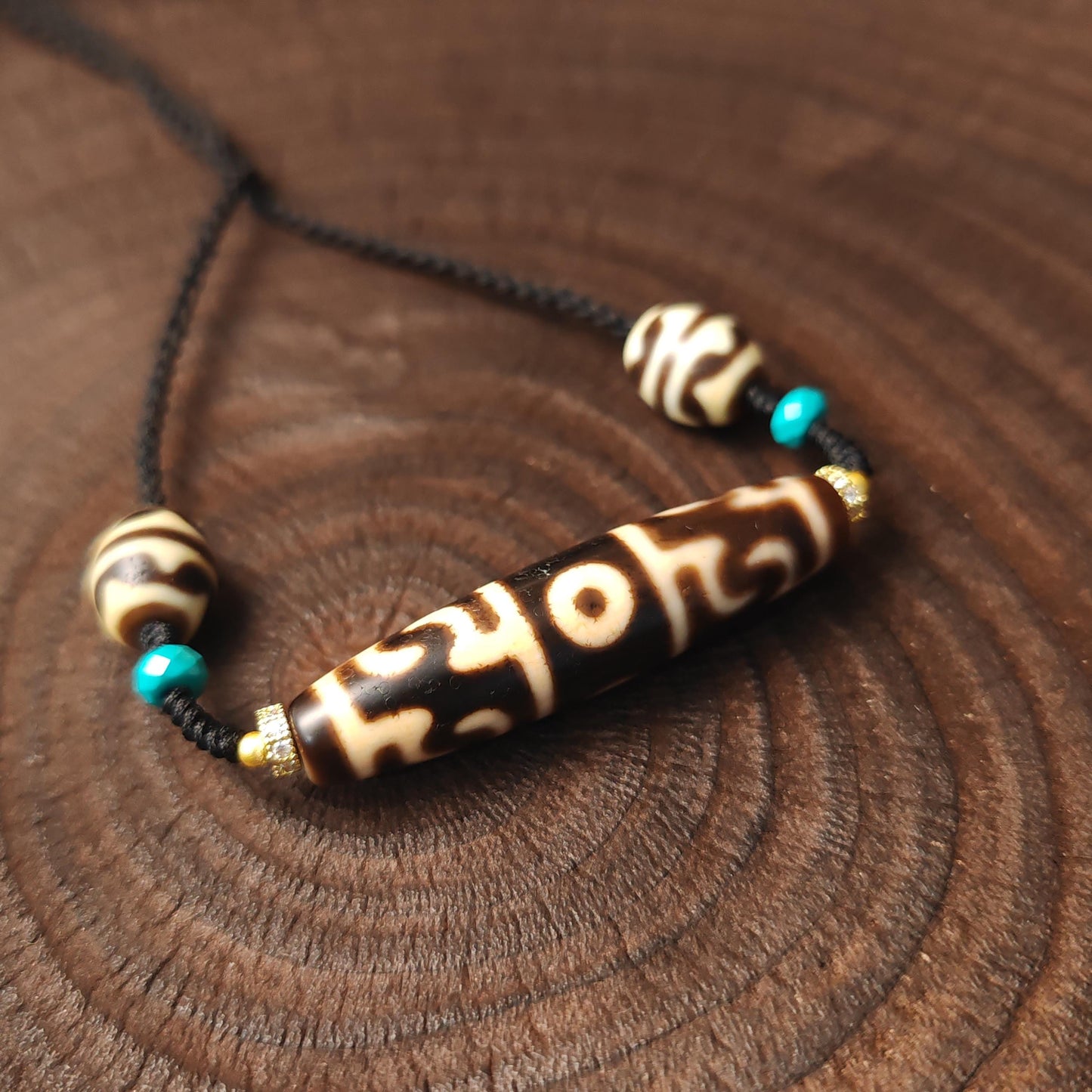 Guru Rinpoche Three Realms Dzi Bead Neckalce 54 × 13 mm