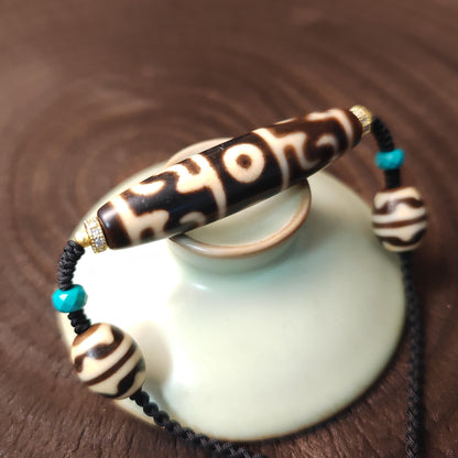 Guru Rinpoche Three Realms Dzi Bead Neckalce 54 × 13 mm