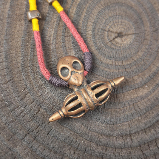 Old Citipati Skull Vajra Amulet - Decades Old - 36×50mm