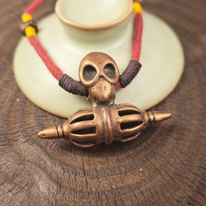 Old Citipati Skull Vajra Amulet - Decades Old - 36×50mm
