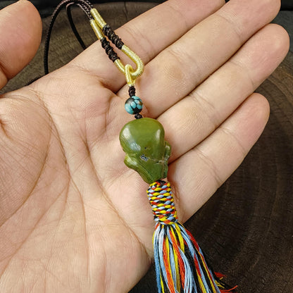 Tibetan Turquoise Citipati Skull Pendant - Decades Old - 23mm × 18mm