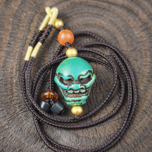 Turquoise Citipati Skull Pendant Protective Charm 23mm × 20mm