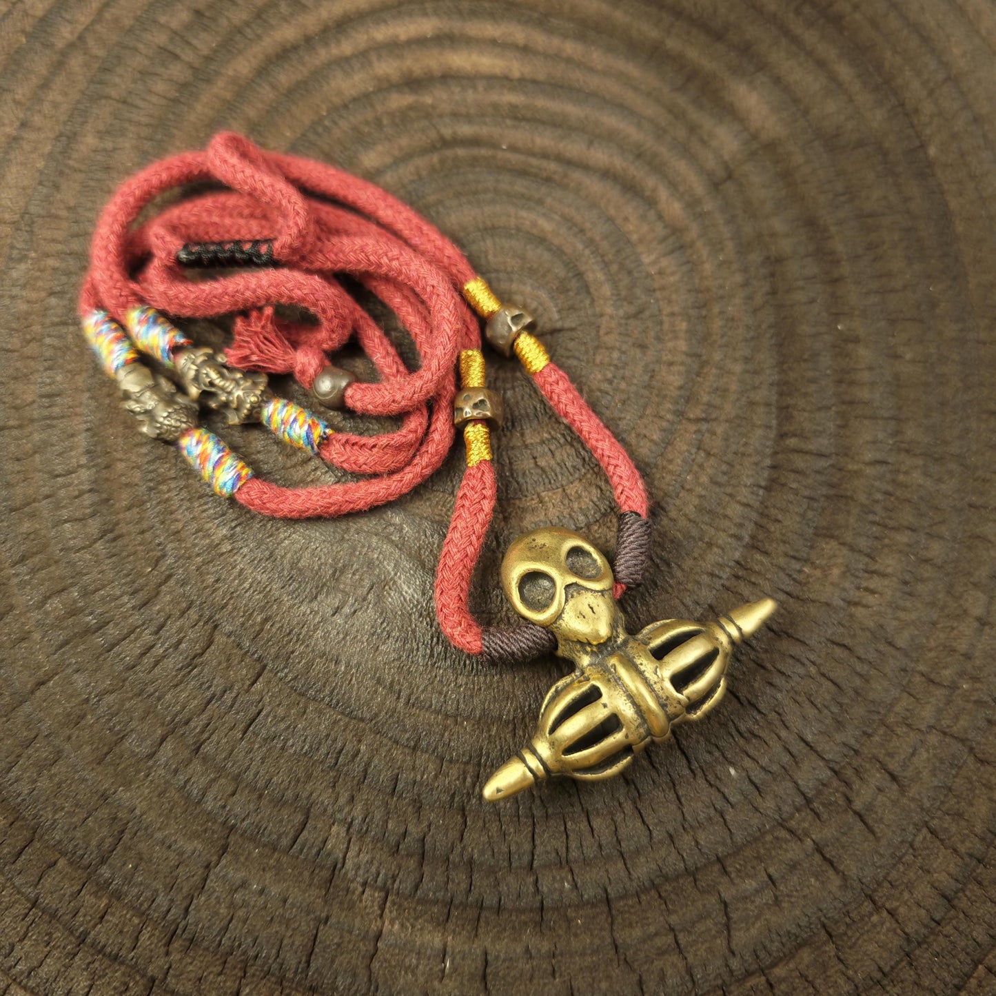 Citipati Skull Vajra Amulet Protective Chram Decades Old - 36×50mm