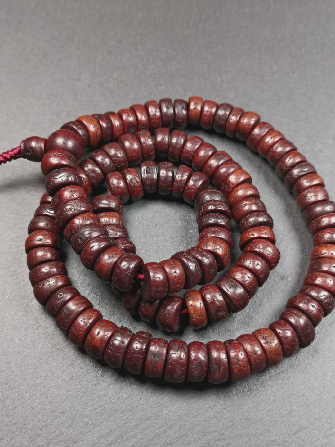This bodhi seed mala was collected from Derge county,about 30 years old,hold and blessed by a lama. It is composed of 108 bodhi seed beads, bevel cut shape,brown color,approximately 13mm / 0.5 inch ,perimeter is about 70cm,27.5 inches.