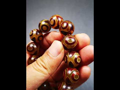 3 Eyes Dzi Bead Bracelet 0.63"