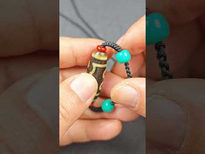 Vintage 5 Eyes Dzi Bead Necklace | 36*11mm