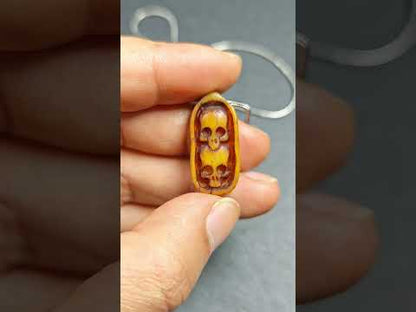 Authentic Yak Bone Carved Dual Skeleton Skull Pendant 30mm × 14mm