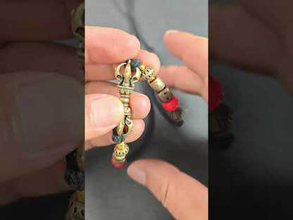 Vintage Tibetan Vajra Amulet, Brass Copper 5-Pronged Dorje Pendant