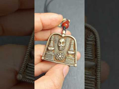 Vintage Skull Citipati Stupa Amulet - 34*40mm