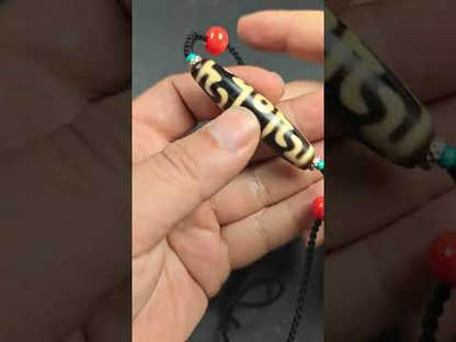 Perla Dzi Guru Rinpoche Tre Reami 3 Occhi, 50×12 mm