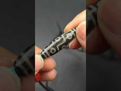 9 Eyes Dzi Bead Necklace,1.5" x 0.4"