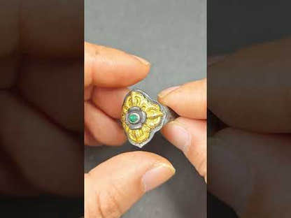 Bague Vajra Croisée Tibétaine - Dorure Or et Argent - Ajustable