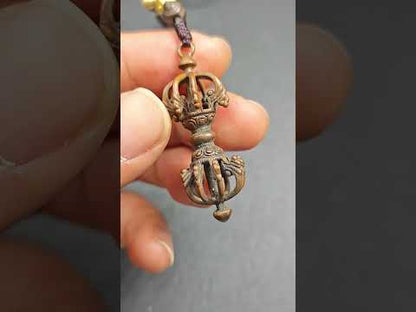 チベット金剛杵（ヴァジュラ）のお守り - 保護護符 - 47×16mm