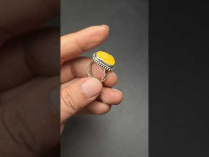 Tibetan Silver Ring | Random Sahpe Amber Ring