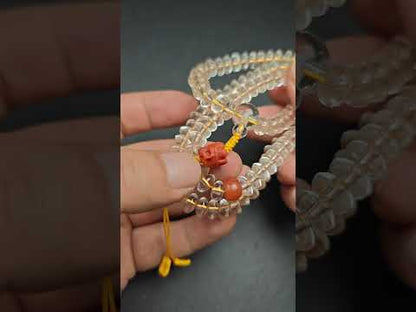 Old Tibetan Crystal Necklace Mala,Disk Type Prayer Beads