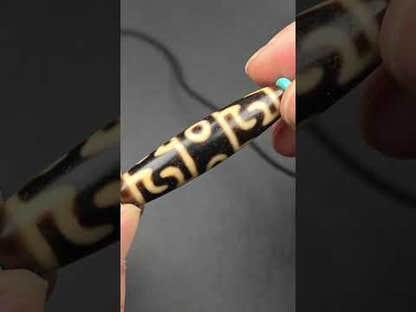 チベットDziネックレス、グル・リンポチェ三界Dziビーズ、53×13mm